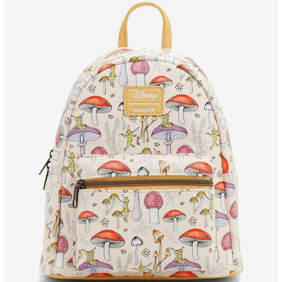 Loungefly Handbags - Loungefly Disney Peter Pan Mini Backpack Tinker Bell Mushrooms Pattern Bag